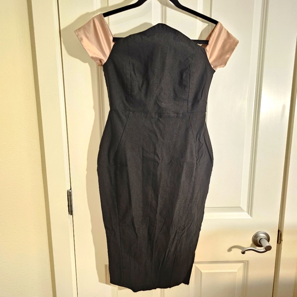 ✅️ Vesper Dress Body Con Cap Sleeve Black & Tan Dress | Size 12